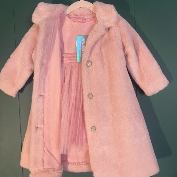 Pink Formal Sleeveless Dress with Pleated Skirt and jacket size 18-24 new - Picture 3 of 4